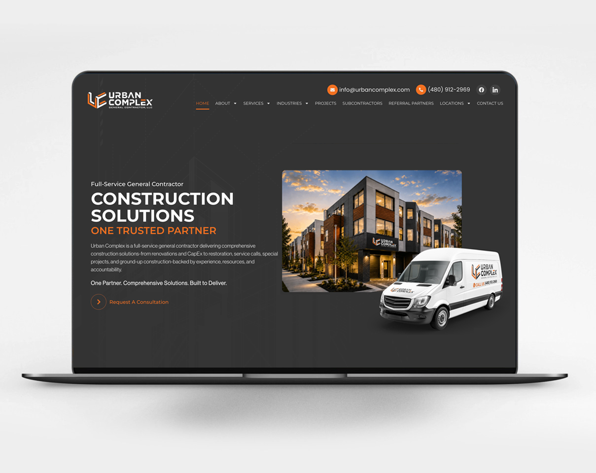 Screenshot of the Urban Complex GC, LLC construction website designed by DigiHexagon